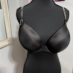 Victoria’s Secret Sexy Little Things Black Bra Cheetah Print Trim Size 38D